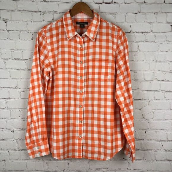 Tommy Bahama Orange Plaid Women's Sz Large - Picture 1 of 9